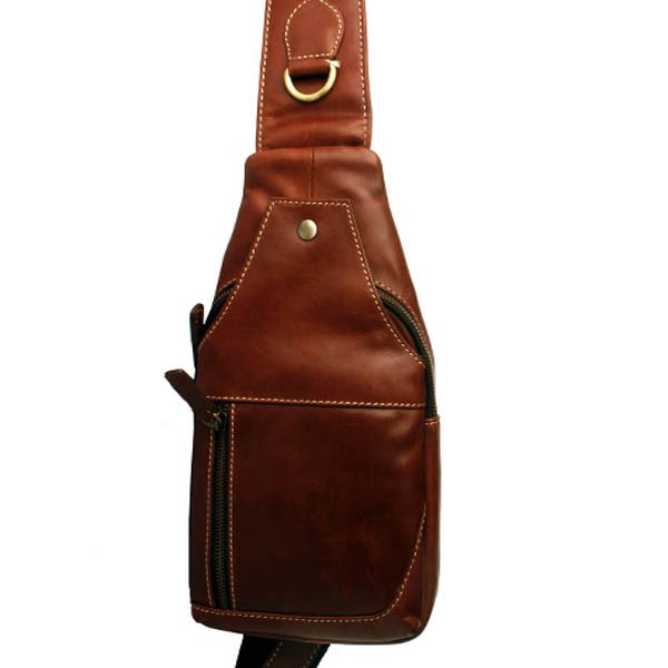 ZUnash Men's Sling Bag Genuine Leather Chest Shoulder