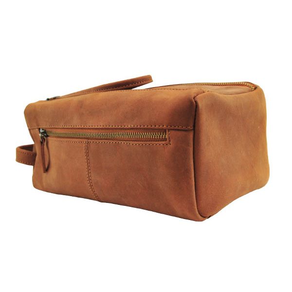 Zunash Genuine Leather Premium Quality Toiletry Bag Unisex-Tan
