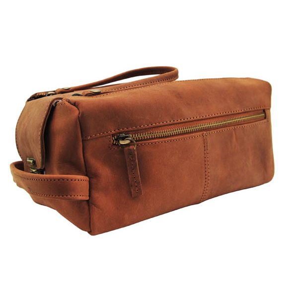Zunash Genuine Leather Premium Quality Toiletry Bag Unisex-Tan
