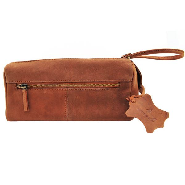 Zunash Genuine Leather Premium Quality Toiletry Bag Unisex-Tan