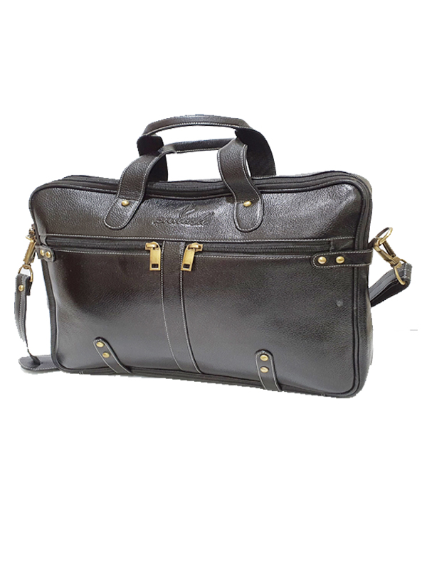 black leather office bag