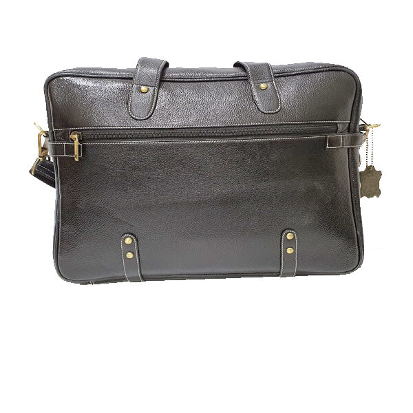 zunash Esteemstud Leather Office Bag -Black