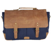 Zunash BASTA Green Canvas Leather Laptop bag