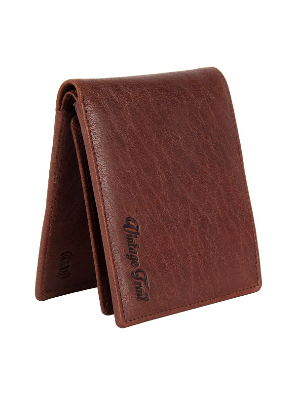 Vintage Trail RIFD protection Passcase Wallet-Brown